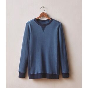 NWOT American Giant Mens Colorblock Summit Waffle Long Sleeve Crew Shirt XL Blue